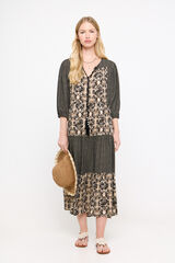 Cortefiel Vestido estampado fio metalizado Cinzento