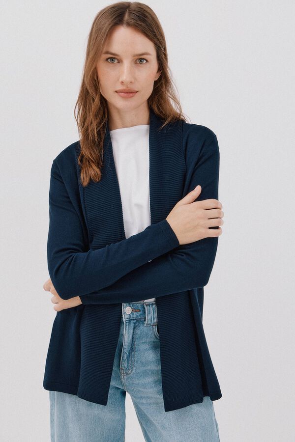 Cortefiel Chaqueta cuello chal Azul marino