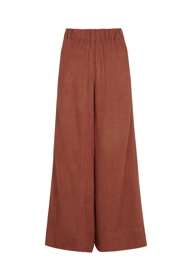 Slowlove Pantal&oacute;n ancho de lino lavado Castanho