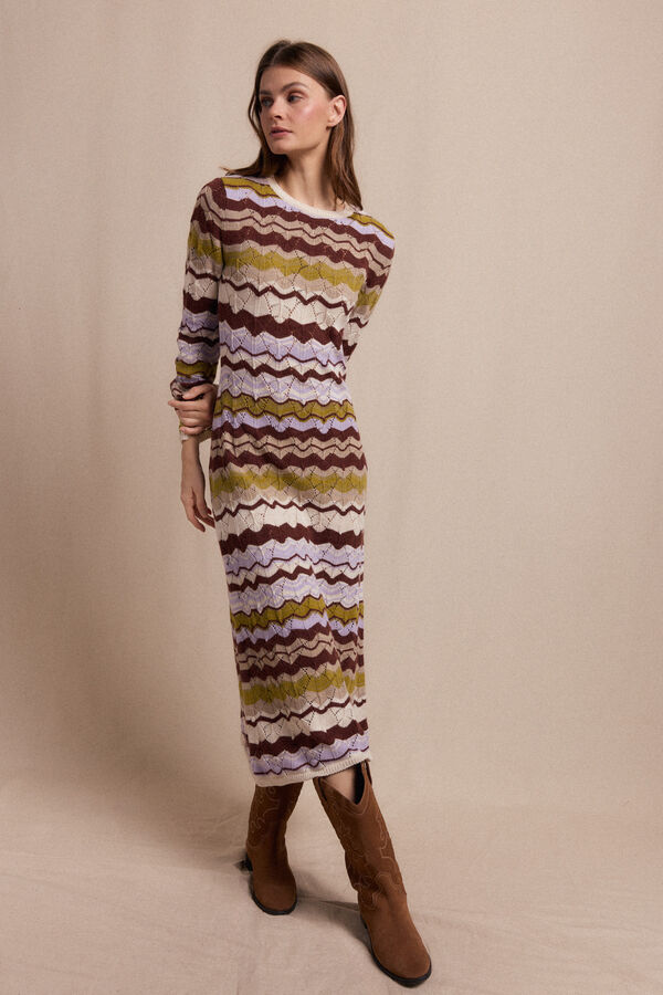 Slowlove Vestido punto ondas multicolor Multicolor