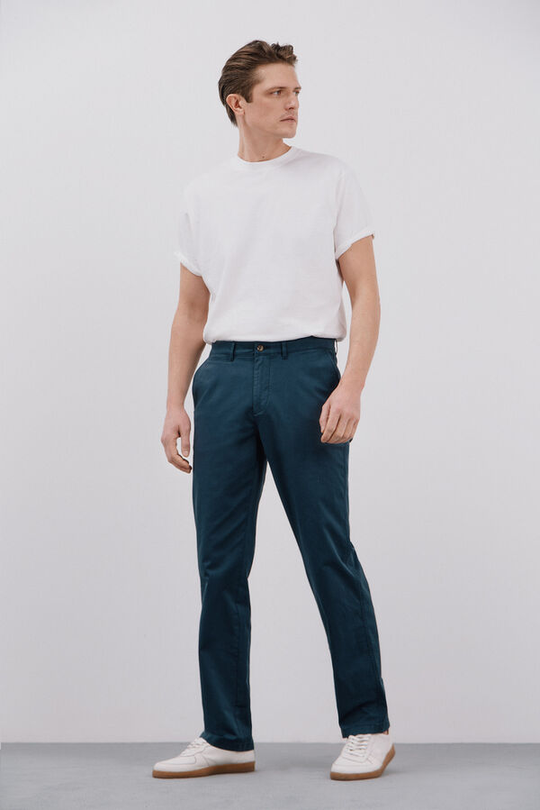 Cortefiel Pantal&oacute;n chino straight fit Azul oscuro