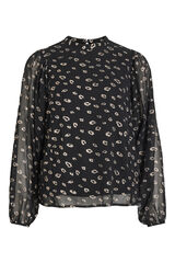Vila Blusa de manga comprida semitransparente  Preto