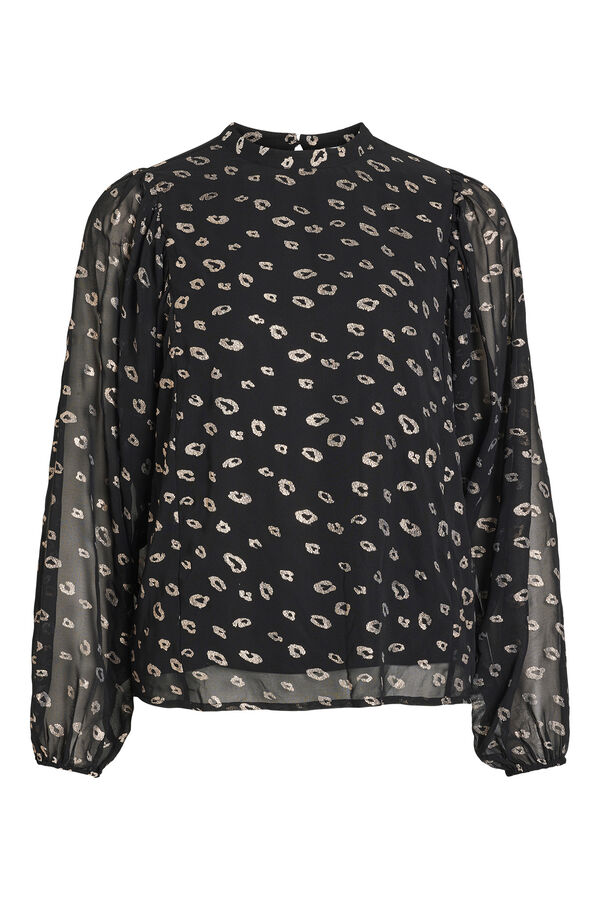 Vila Blusa de manga comprida semitransparente  Preto