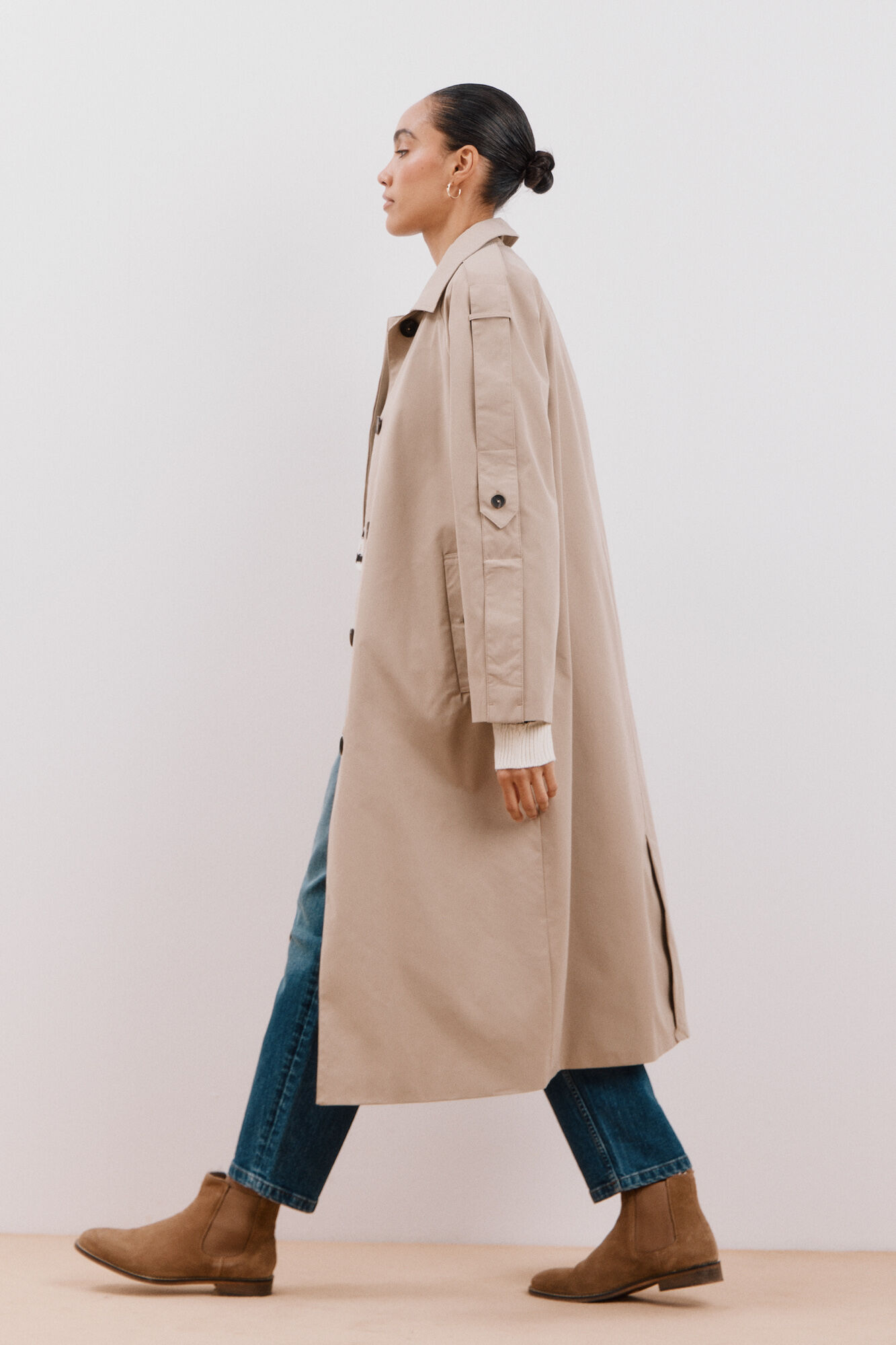 Cortefiel Trench coat longo repelente &agrave; &aacute;gua