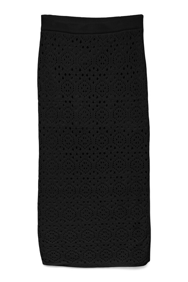 Vero Moda Falda midi punto calado Negro