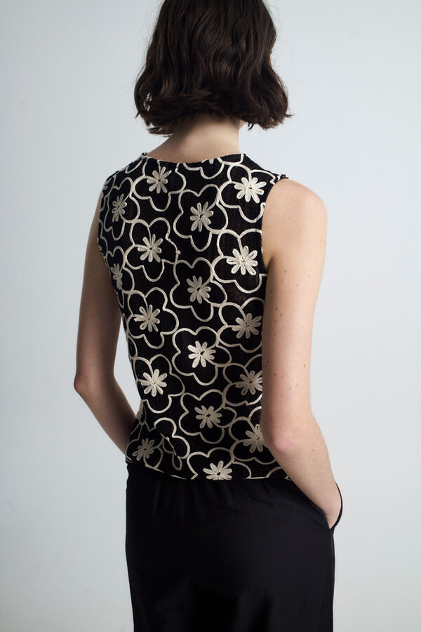 Object Top calado bordado Negro