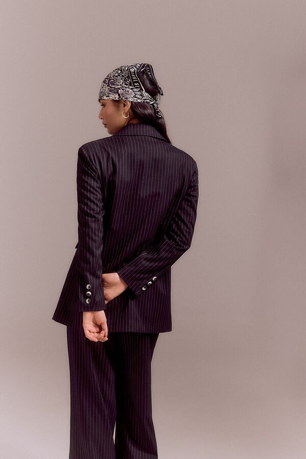 Slowlove Blazer risca de giz Preto