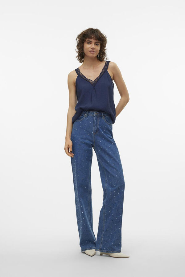 Vero Moda Top de tirantes con encaje Azul marino