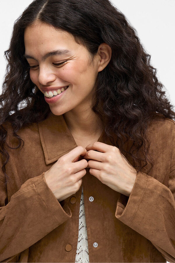 Vila Chaqueta antelina abotonada Marr&oacute;n