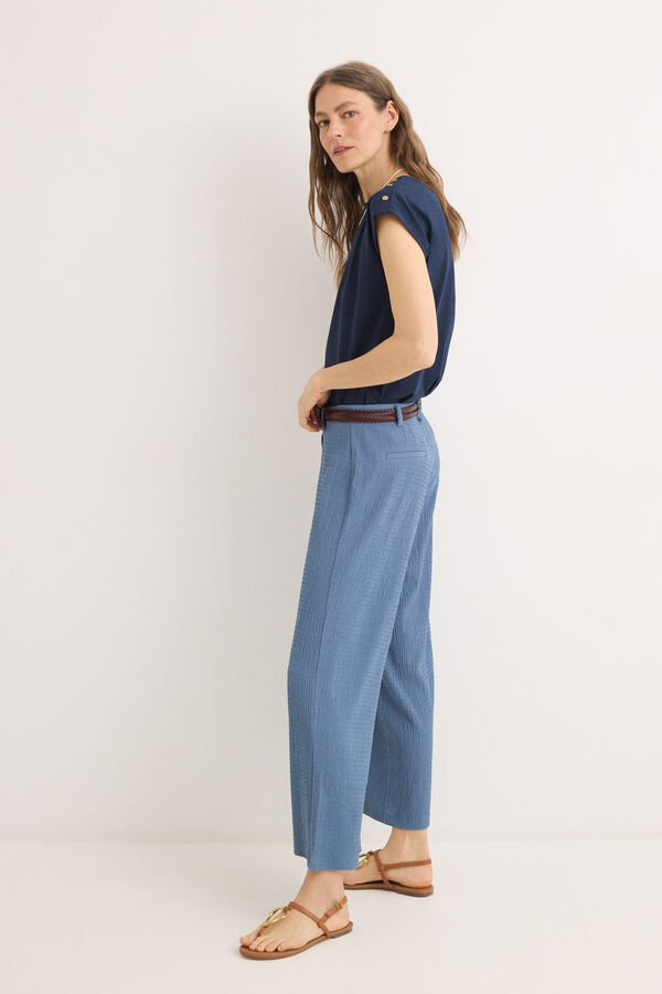 Cortefiel Pantal&oacute;n de punto ancho Azul oscuro