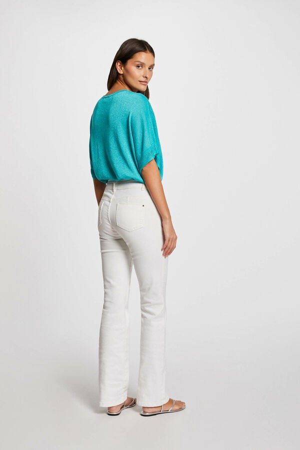 Morgan Jersey escote en V manga corta Turquesa