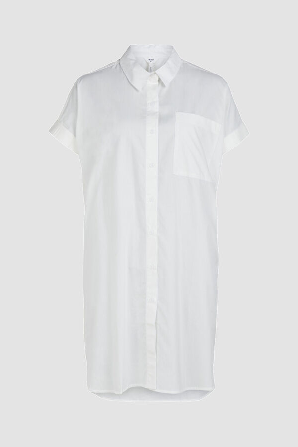 Cortefiel Camisa de manga curta de ajuste longo Branco