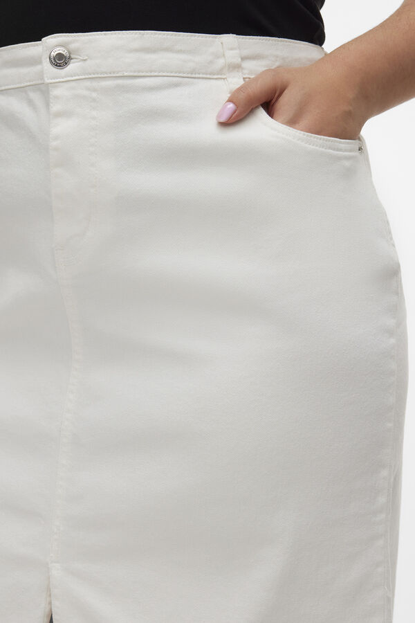 Vero Moda Curve Falda midi denim talla grande Blanco