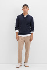 Cortefiel Jersey algod&oacute;n cashmere cuello alto botones Azul marino