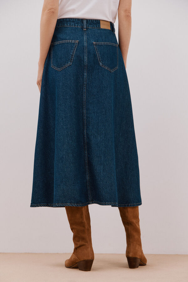 Cortefiel Falda Larga Vaquera Azul