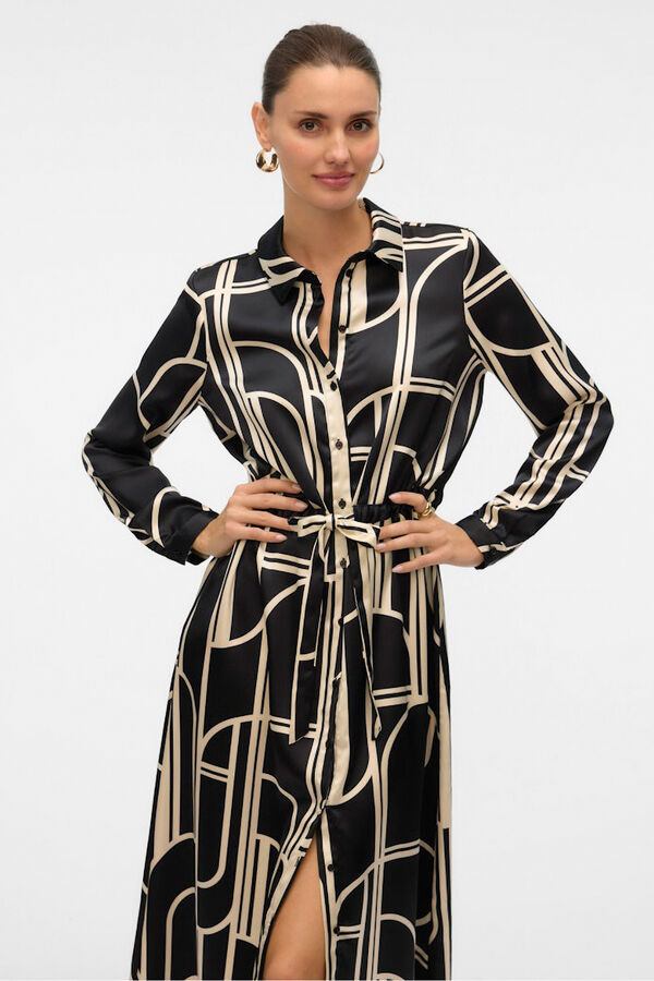 Vero Moda Vestido 7/8 camisero satinado Negro