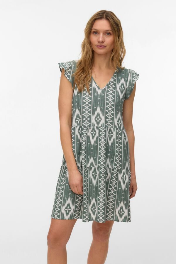 Vero Moda Vestido curto em linho Verde
