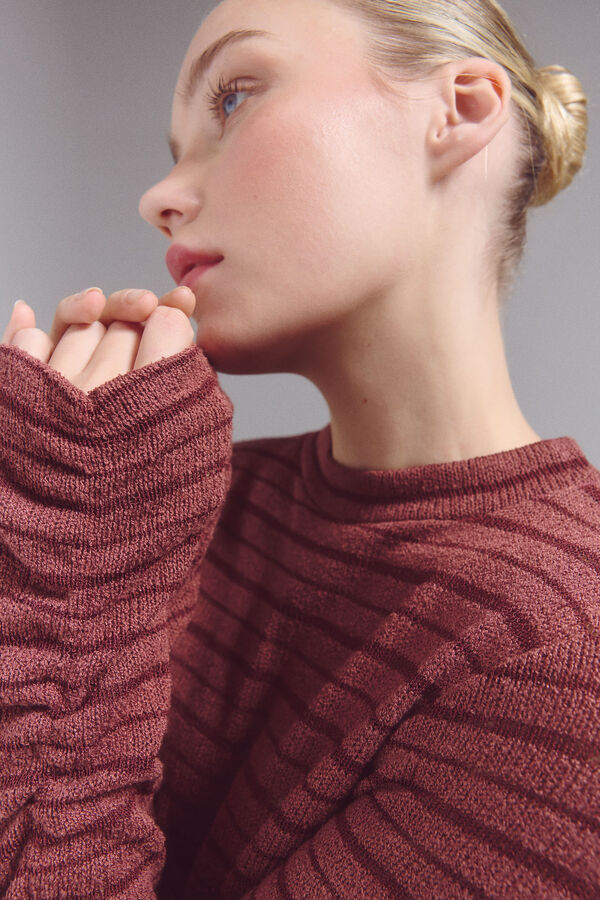 Slowlove Top riscas estruturado  Laranja