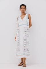 Cortefiel Vestido comprido bordado Branco