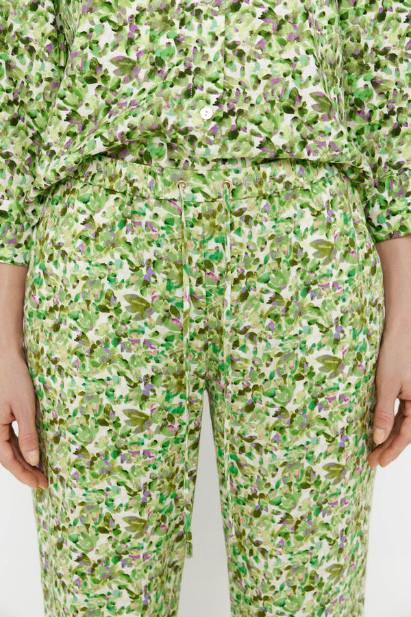 Cortefiel Pantal&oacute;n lino estampado Multicolor