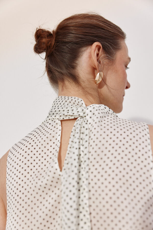 Cortefiel Blusa de bolinhas com la&ccedil;ada Impress&atilde;o