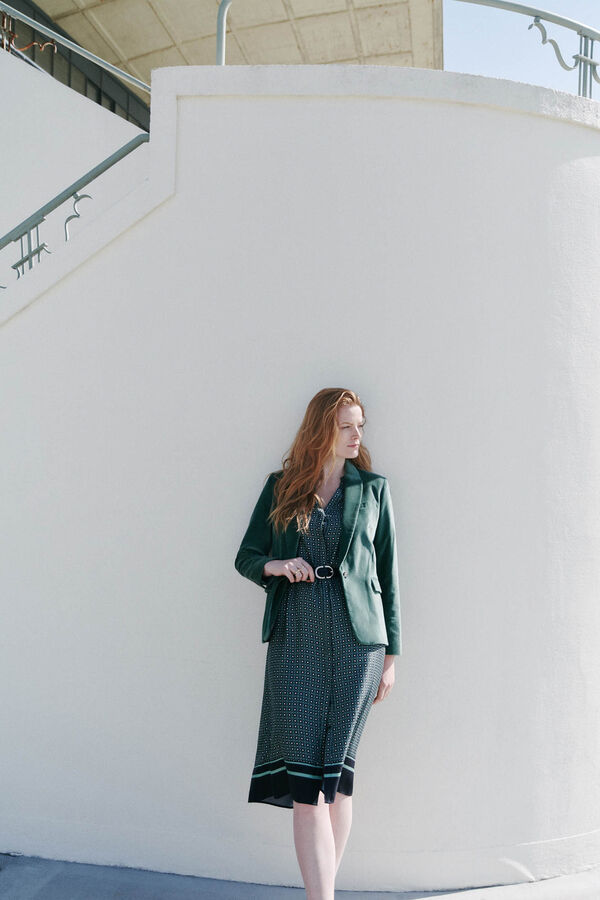 Caroll  Vestido midi flu&iacute;do estampado Azul