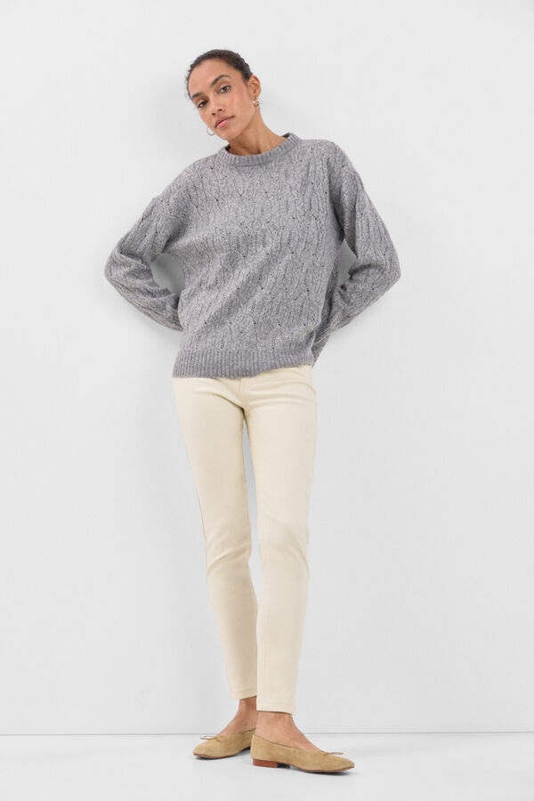 Cortefiel Cal&ccedil;as Sensational Resinados Ecru