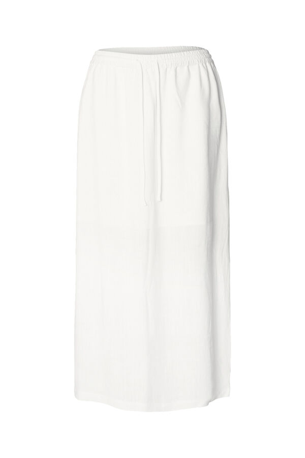 Selected Femme Falda Midi de lino. Regular Fit. Blanco