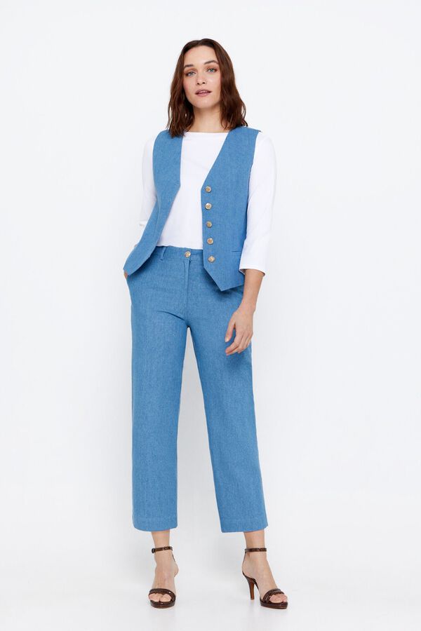 Cortefiel Chaleco tejido denim Azul