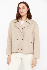 Cortefiel Blus&atilde;o em sarja de algod&atilde;o Castanho