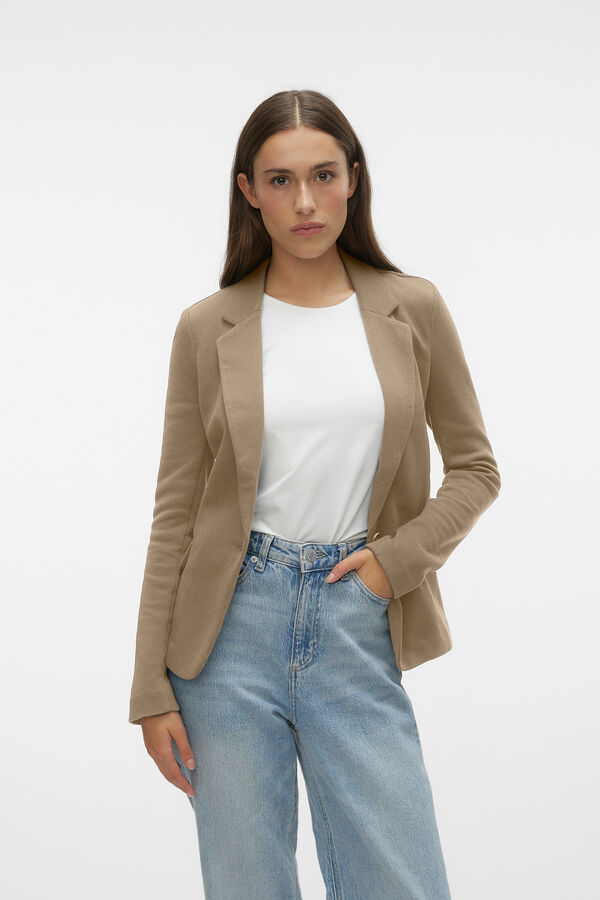 Vero Moda Blazer com aba e bolsos Castanho