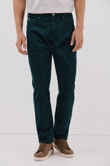 Cortefiel Pantal&oacute;n 5 bolsillos color regular fit Verde oscuro