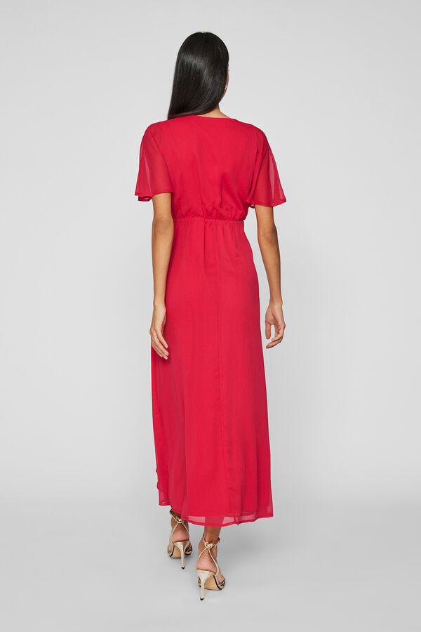 Vila Chiffon midi dress Vermelho