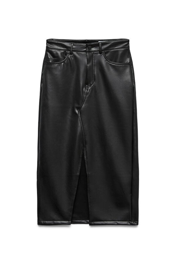 Vero Moda Medidas da saia em couro sint&eacute;tico Preto