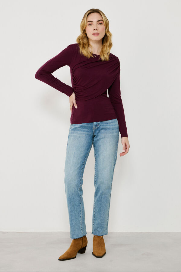 Vila Top de manga larga con detalle drapeado Morado