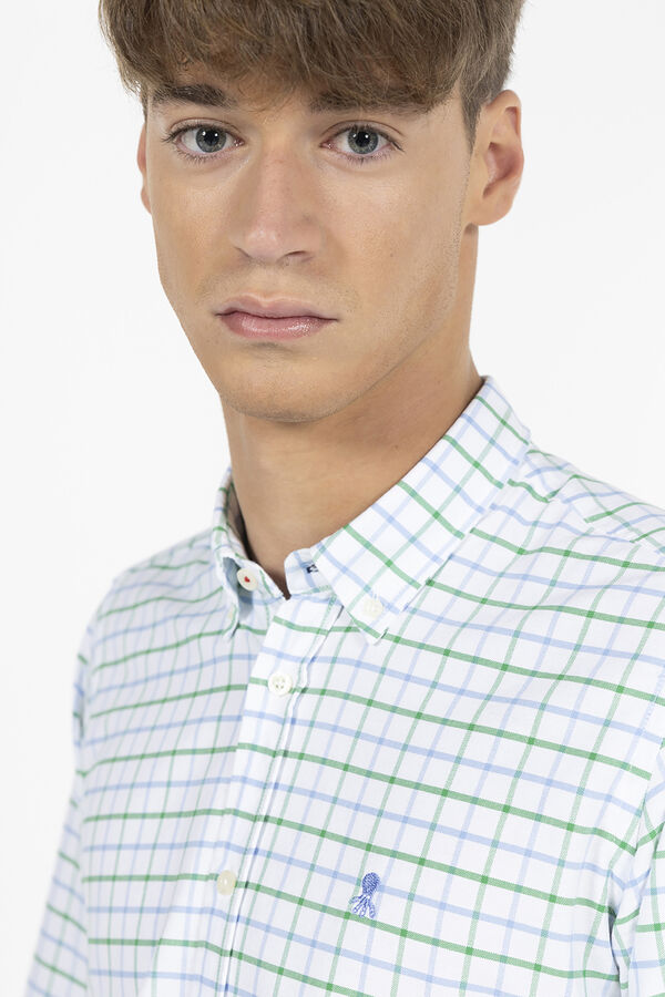 elPulpo Camisa quadrados bicolor oxford Verde