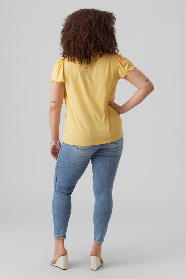 Cortefiel T-shirt básica de manga curta Curve Amarelo