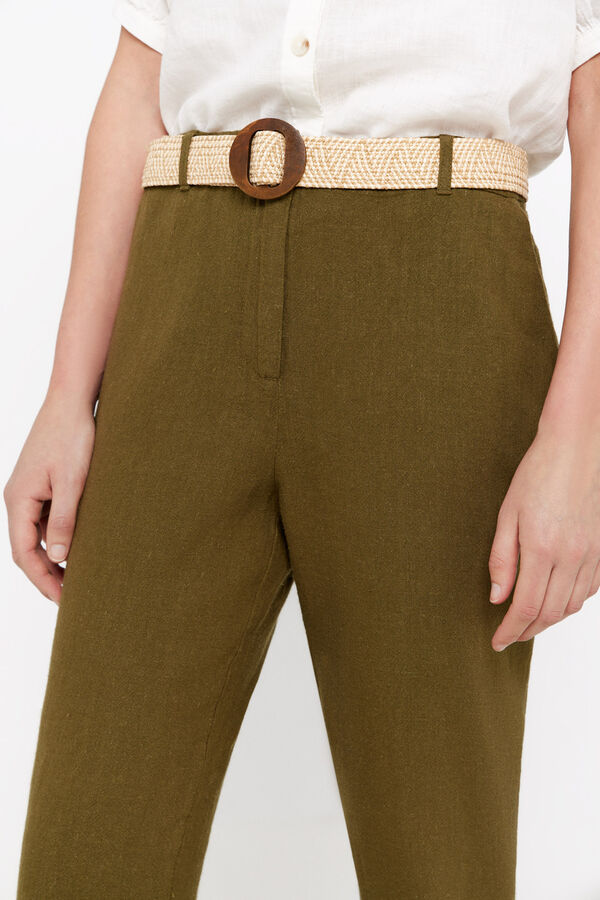 Cortefiel Pantal&oacute;n de lino Kaki