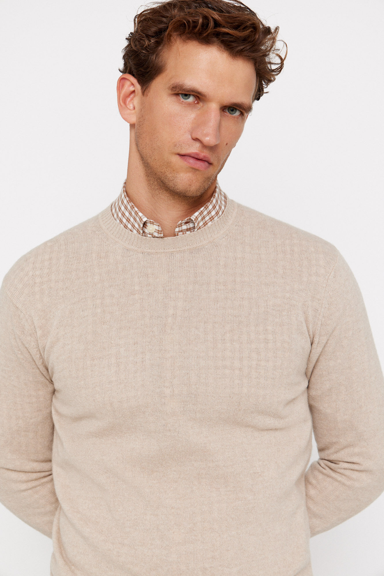 Cortefiel Camisola l&atilde; de carneiro gola redonda