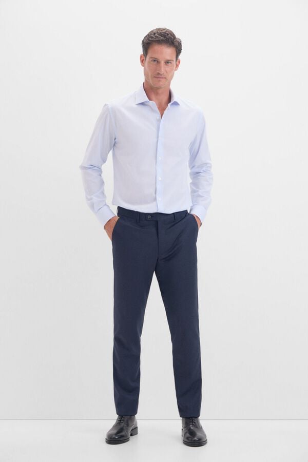 Cortefiel Camisa xadrez de ferro f&aacute;cil Azul