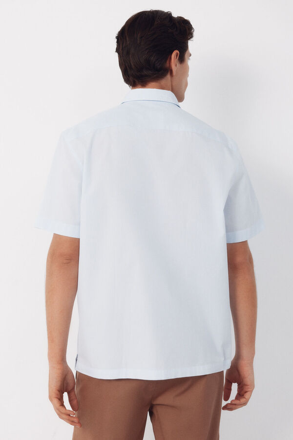 Cortefiel Camisa de riscas de manga curta Azul