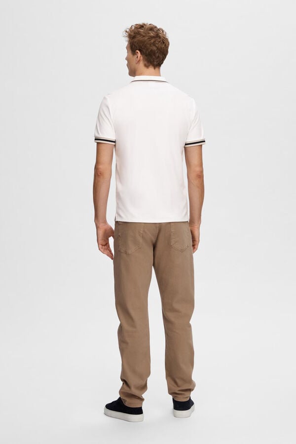 Selected Polo de manga corta con cremallera confeccionado con algod&oacute;n reciclado. Branco