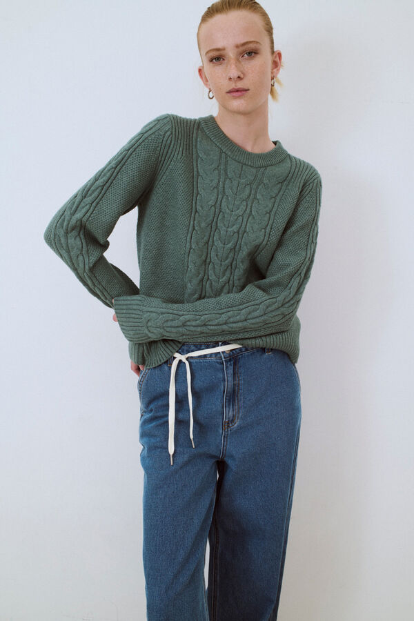 Object Jersey trenzas b&aacute;sico Verde oscuro