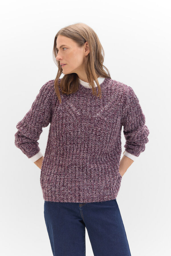 Cortefiel Su&eacute;ter de malha torcido Roxo