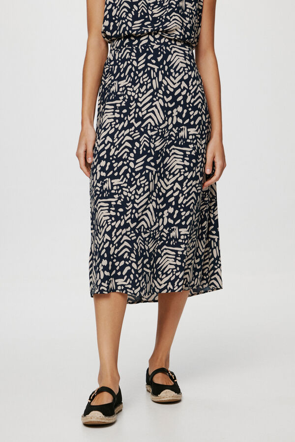 Vila Saia midi de cintura subida Azul