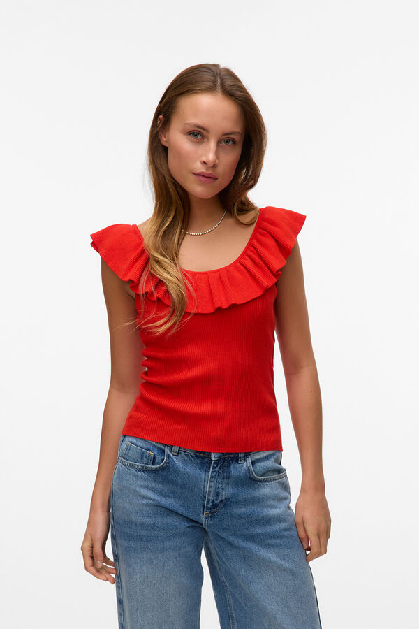 Vero Moda Top tirante grueso y volantes Vermelho