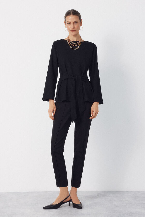 Cortefiel Pantal&oacute;n skinny el&aacute;stico Negro