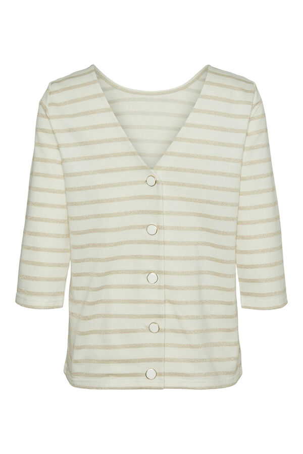 Vero Moda Top de algod&atilde;o com manga 3/4 e gola redonda  Cinzento