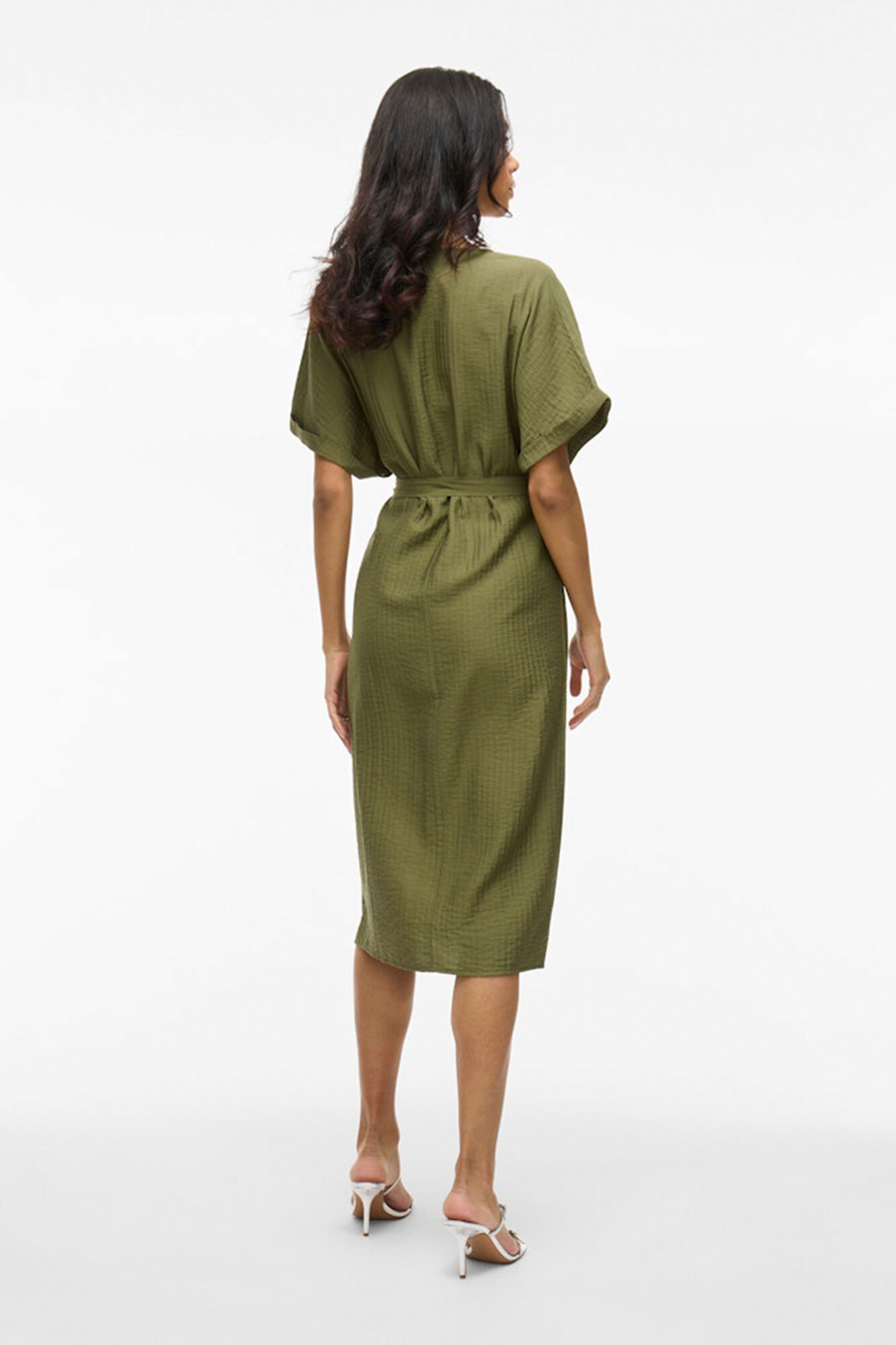 Vila Vestido midi manga 2/4 com viscose