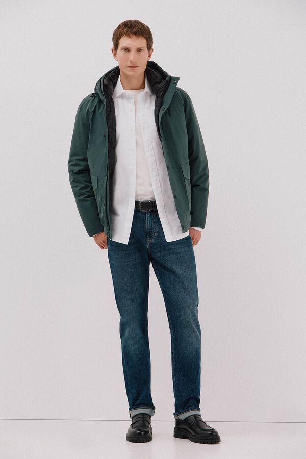 Cortefiel Parka con capucha Verde oscuro